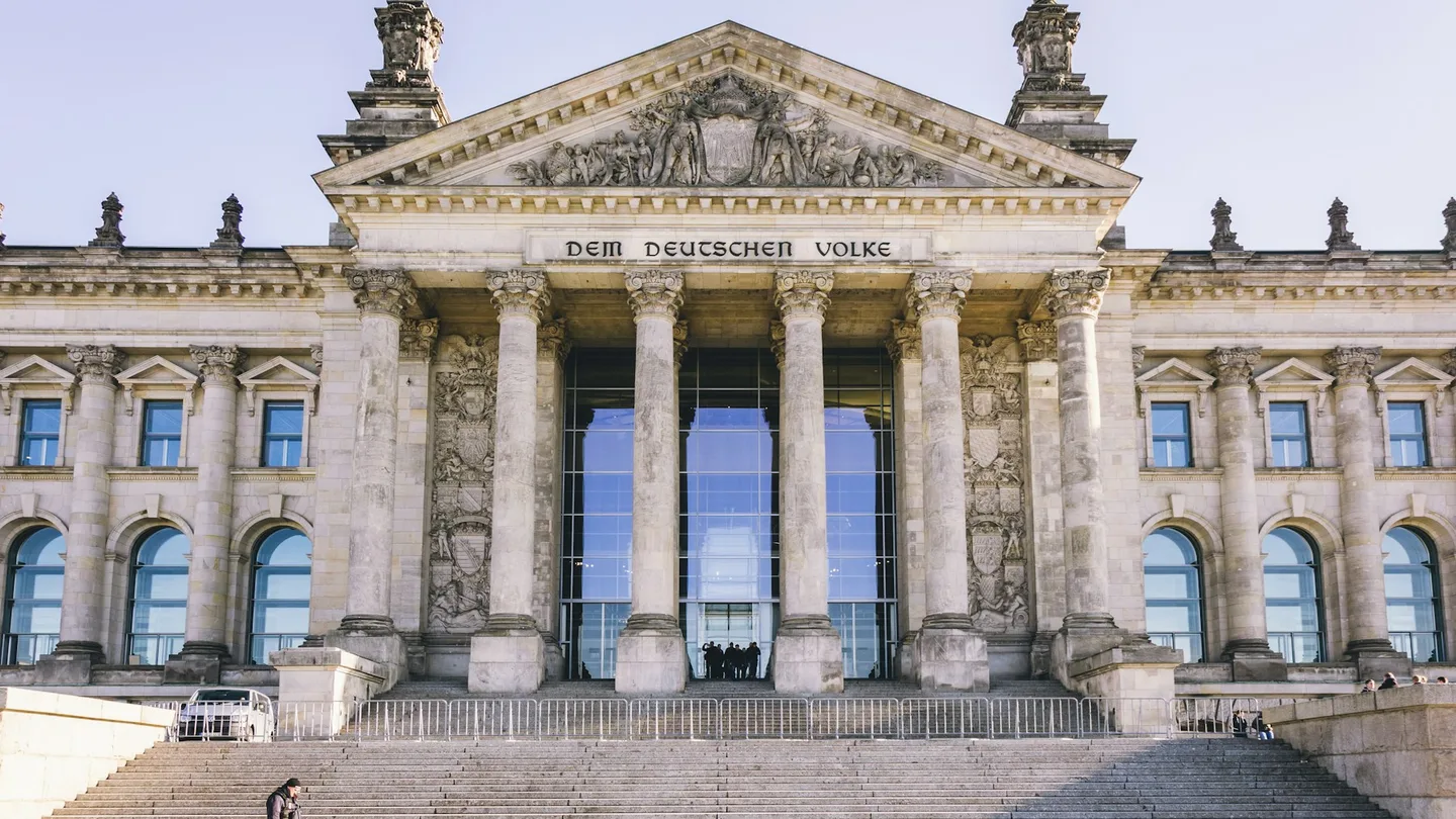 People outside the Reichstag building in Berlin