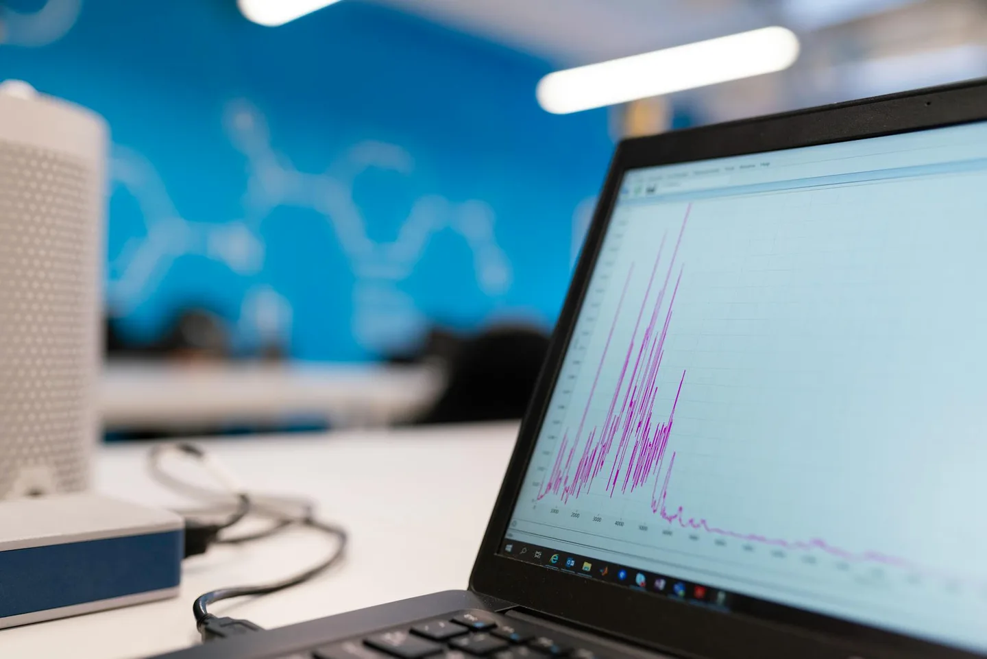 Laptop displaying analytics graph