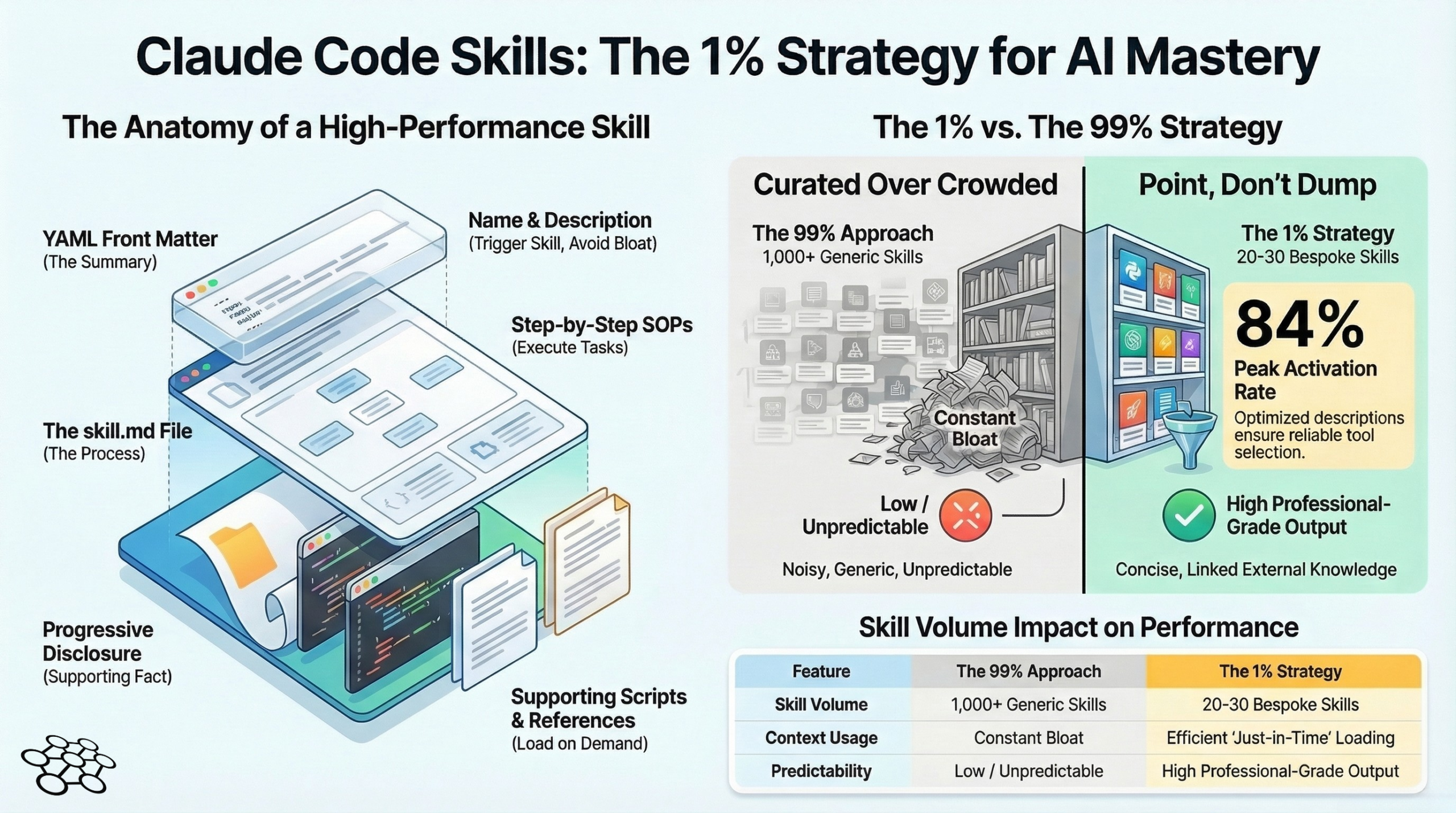 Abstract illustration of cluttered data representing Claude Code skill activation rates and noise